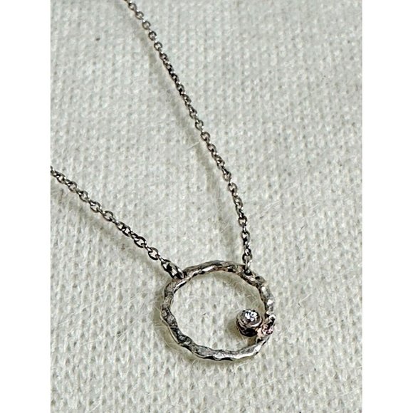 Sterling Silver CZ Orbiting Moon Necklace - 15" - Picture 1 of 9